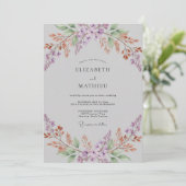 Invitation Mariage Feuille de Lilas Argenté (Debout devant)