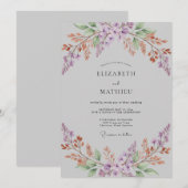 Invitation Mariage Feuille de Lilas Argenté (Devant / Derrière)