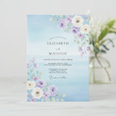Invitation Mariage feuille de lilas azur (Debout devant)