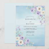 Invitation Mariage feuille de lilas azur (Devant / Derrière)