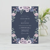 Invitation Mariage feuille de lilas de minuit (Debout devant)