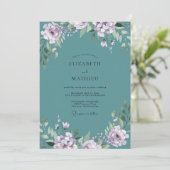 Invitation Mariage Feuille de Lilas Sarcelle (Debout devant)