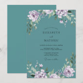 Invitation Mariage Feuille de Lilas Sarcelle (Devant / Derrière)