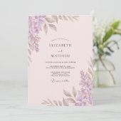 Invitation Mariage Feuille de Lilas Taupe (Debout devant)