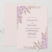 Invitation Mariage Feuille de Lilas Taupe (Devant / Derrière)