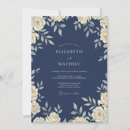 Invitation Mariage Feuille de Luxe Ivory (Devant)