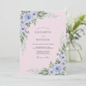 Invitation Mariage feuille de mariée aux tons de pervenche (Debout devant)