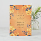 Invitation Mariage feuille de marine ambre (Debout devant)
