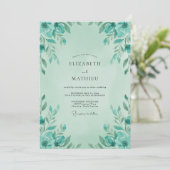 Invitation Mariage Feuille de Menthe Aqua Sage (Debout devant)