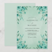 Invitation Mariage Feuille de Menthe Aqua Sage (Devant / Derrière)