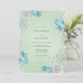 Invitation Mariage Feuille de Menthe Azurée (Debout devant)