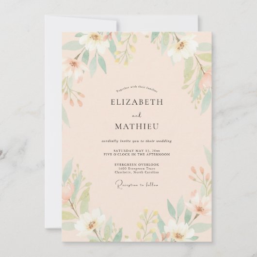 Invitation Mariage feuille de menthe Champagne (Devant)
