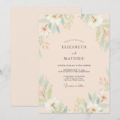 Invitation Mariage feuille de menthe Champagne (Devant / Derrière)