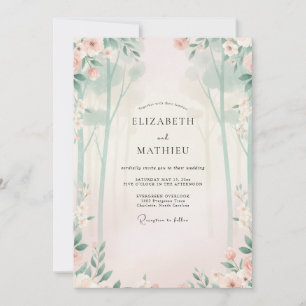 Invitation Mariage Feuille de Menthe Champagne Doré