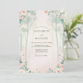Invitation Mariage Feuille de Menthe Champagne Doré (Debout devant)