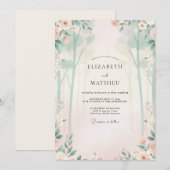 Invitation Mariage Feuille de Menthe Champagne Doré (Devant / Derrière)