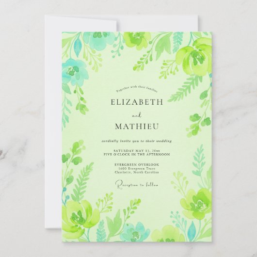 Invitation Mariage Feuille de Menthe Chartreuse (Devant)