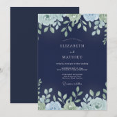 Invitation Mariage Feuille de Menthe de Minuit (Devant / Derrière)
