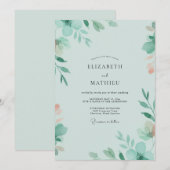 Invitation Mariage Feuille de Menthe Mousse de Mer (Devant / Derrière)