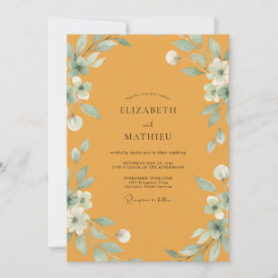 Invitation Mariage Feuille de Menthe Moutarde