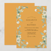 Invitation Mariage Feuille de Menthe Moutarde (Devant / Derrière)