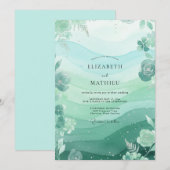 Invitation Mariage Feuille de Menthe Océanique (Devant / Derrière)
