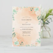 Invitation Mariage Feuille de Menthe Pêche Chaude (Debout devant)