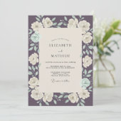 Invitation Mariage Feuille de Menthe Prune (Debout devant)