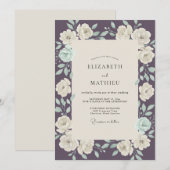 Invitation Mariage Feuille de Menthe Prune (Devant / Derrière)