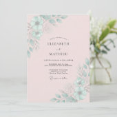 Invitation Mariage Feuille de Menthe Rose (Debout devant)