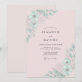 Invitation Mariage Feuille de Menthe Rose (Devant / Derrière)