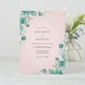 Invitation Mariage Feuille de Menthe Rose Pâle (Debout devant)
