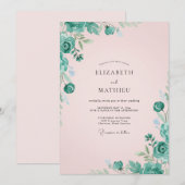 Invitation Mariage Feuille de Menthe Rose Pâle (Devant / Derrière)