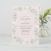 Invitation Mariage Feuille de Menthe Rose Pâle (Debout devant)