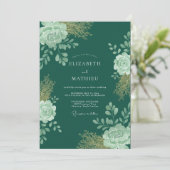 Invitation Mariage Feuille de Menthe Sarcelle (Debout devant)