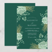 Invitation Mariage Feuille de Menthe Sarcelle (Devant / Derrière)