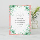 Invitation Mariage feuille de menthe saumon (Debout devant)
