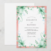 Invitation Mariage feuille de menthe saumon (Devant / Derrière)