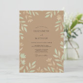 Invitation Mariage Feuille de Menthe Taupe (Debout devant)