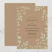 Invitation Mariage Feuille de Menthe Taupe (Devant / Derrière)