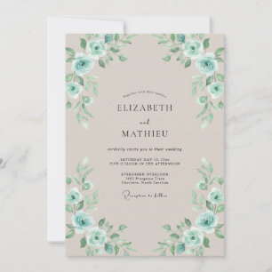 Invitation Mariage feuille de mer aquatique dorée