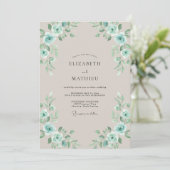 Invitation Mariage feuille de mer aquatique dorée (Debout devant)