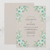 Invitation Mariage feuille de mer aquatique dorée (Devant / Derrière)