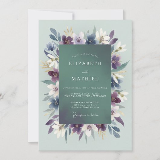 Invitation Mariage Feuille de Mer Violette (Devant)