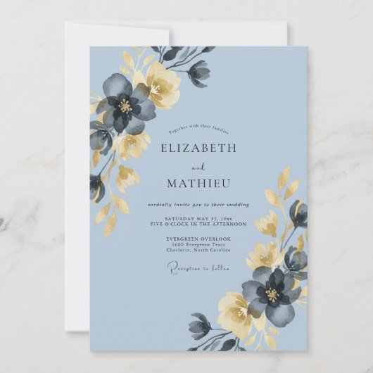 Invitation Mariage Feuille de Miel Céleste (Devant)