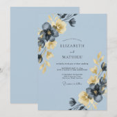 Invitation Mariage Feuille de Miel Céleste (Devant / Derrière)