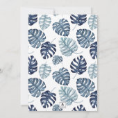 Invitation Mariage Feuille de Monstera d'aquarelle bleu (Dos)