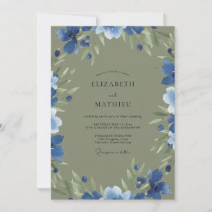 Invitation Mariage Feuillé de Mousse de Bleuet