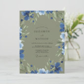 Invitation Mariage Feuillé de Mousse de Bleuet (Debout devant)