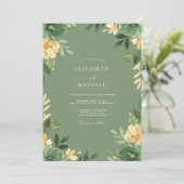 Invitation Mariage Feuille de Mousse Jaune (Debout devant)